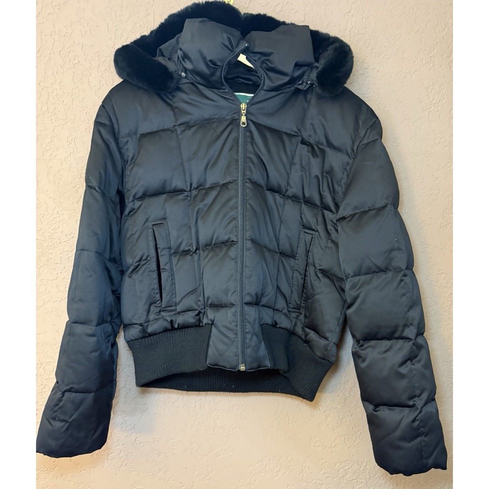 Women's Black Puffer Jacket with Faux Fur Hood